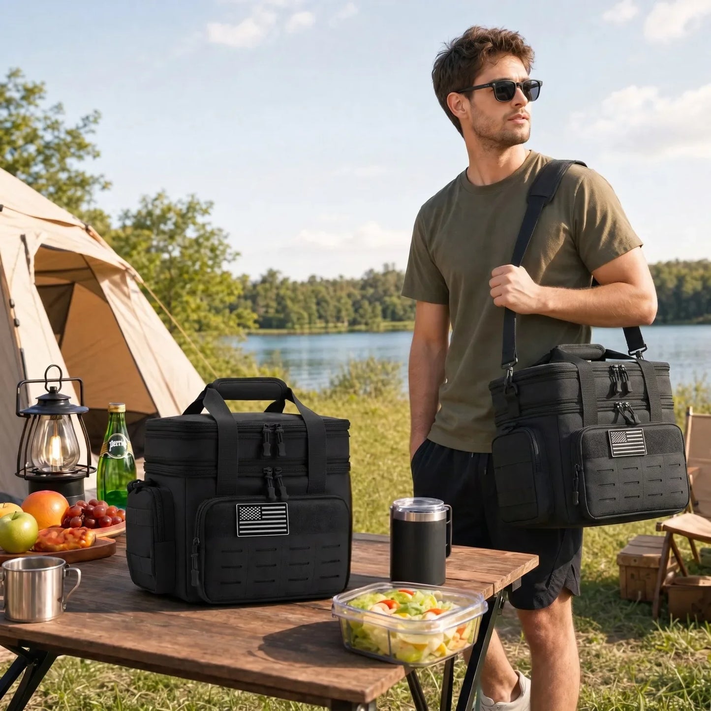 18L Insulated Picnic Cooler Bag Tactical Expandable Leakproof Thermal