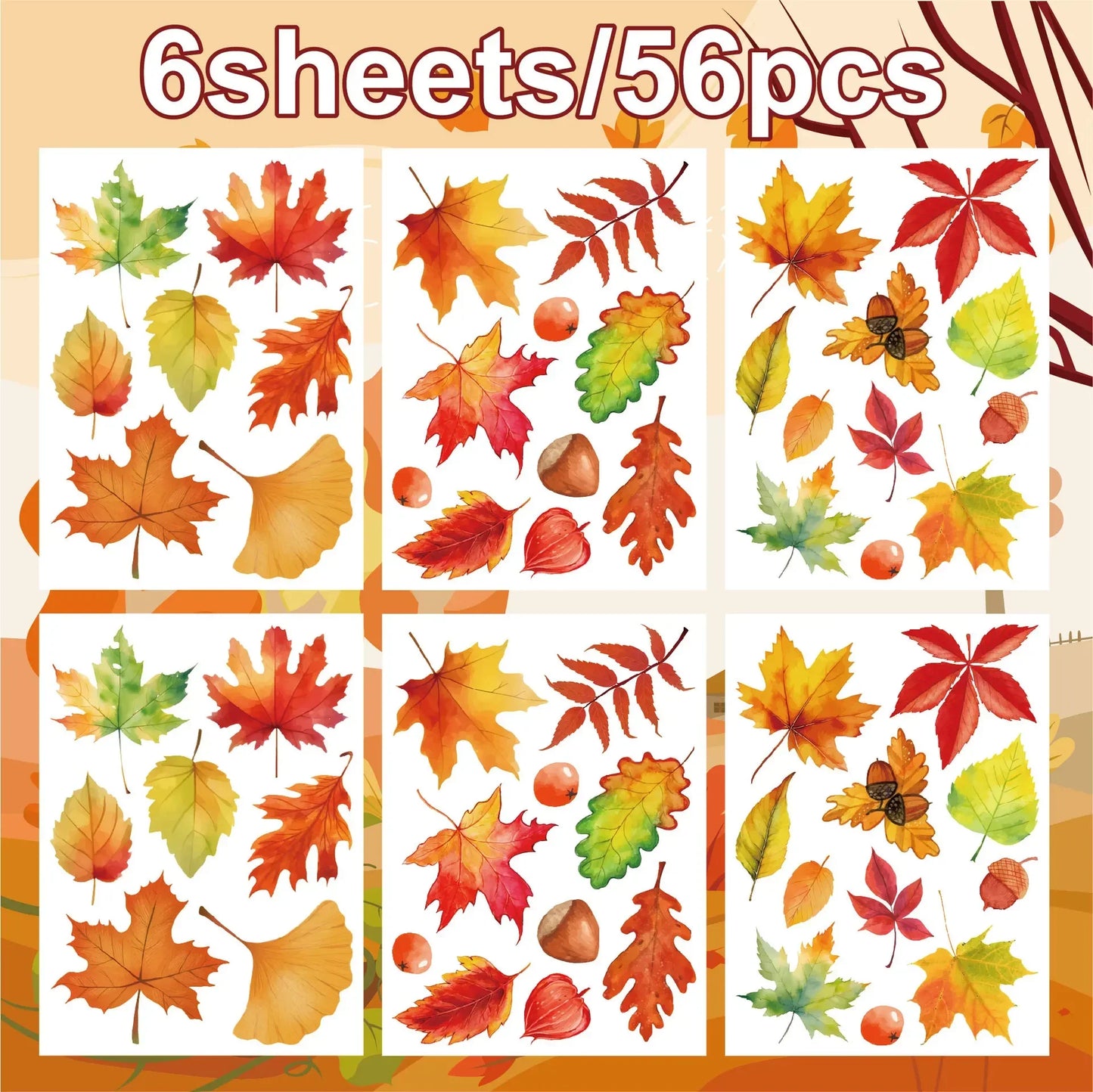 Thanksgiving Fall Leaves Window Clings Windows Doors Decorated With Maple Leaves Thanksgiving Glass Stickers Autumn Decoration