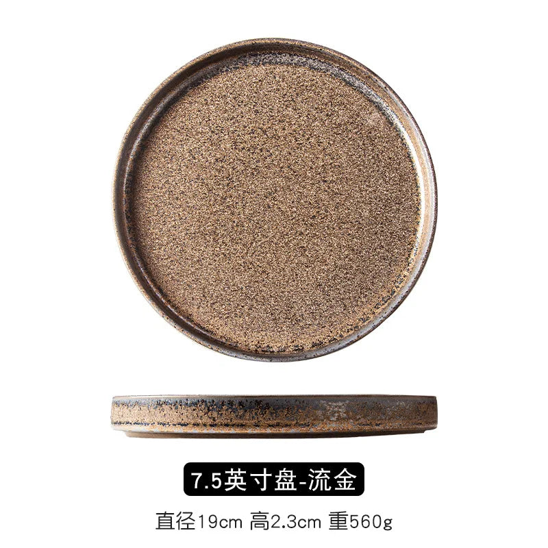 Ceramic household dish Ceramic dumpling plate ins high appearance level Western plate Japanese round tray