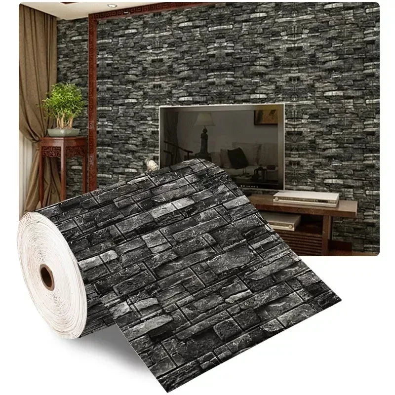 70cmx1/5/10m 3D Wallpaper Decoration Self-Adhesive Antique Foam Brick