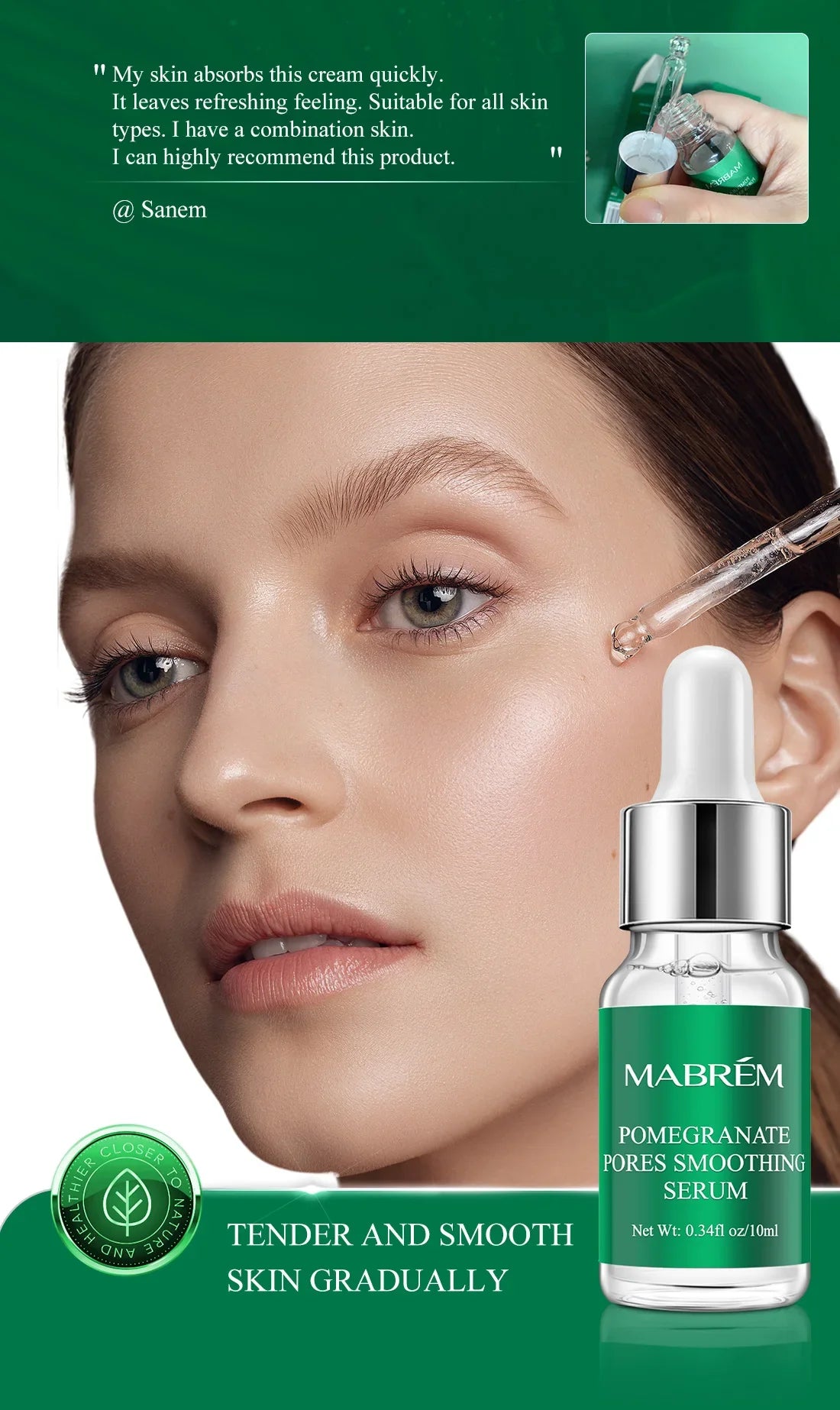 MABREM Pomegranate Fine Pores Face Serum Whitening Plant Skin Care Anti Aging Anti Wrinkle Cream Reduce Acne Marks Care 10ml