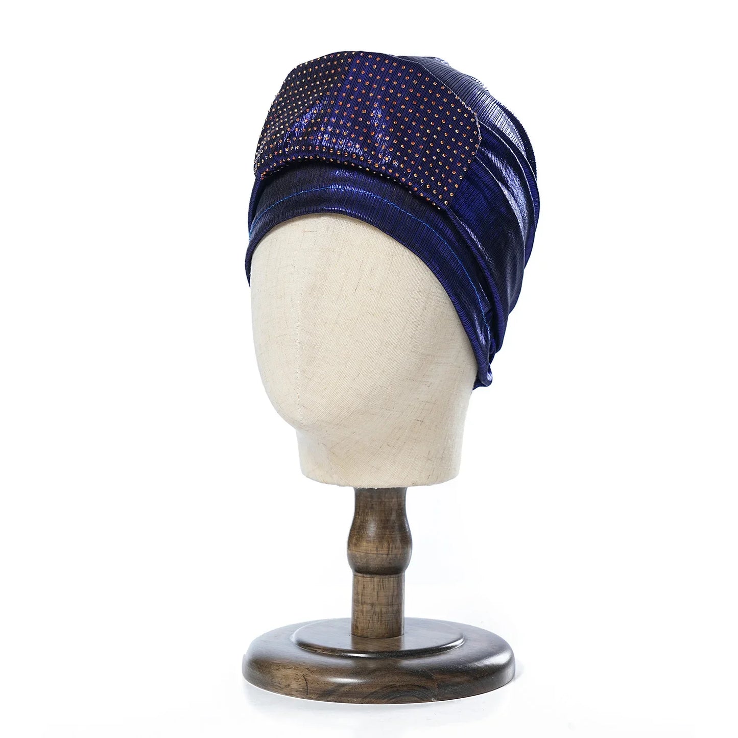 2024 New Glittering Rhinestones Turban Caps for Woman African Women Headtie Muslim Head Wraps Party Headpiece Hat