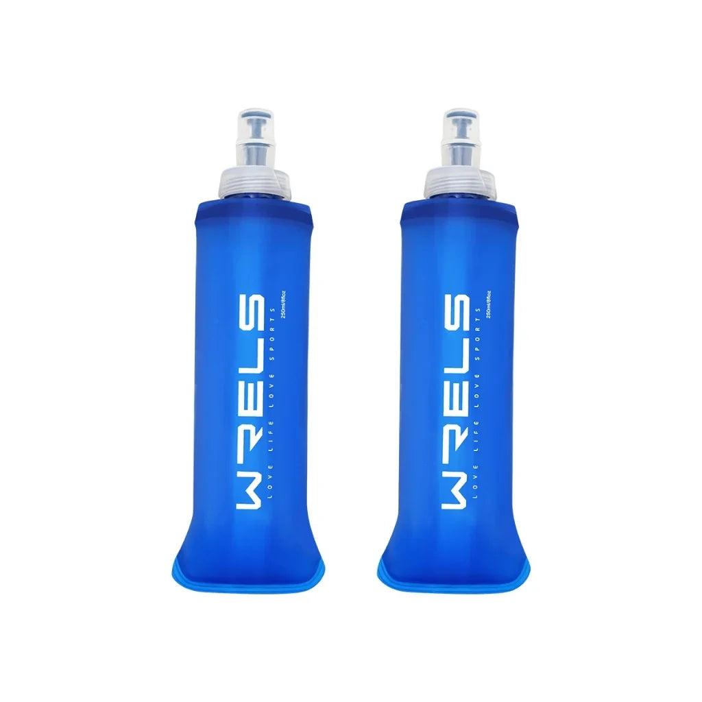 WRELS Foldable Silicone Water Bottle Outdoors Traveling Sport Running Cycling Kettle Water Bottle BPA Free 500ml With Straw
