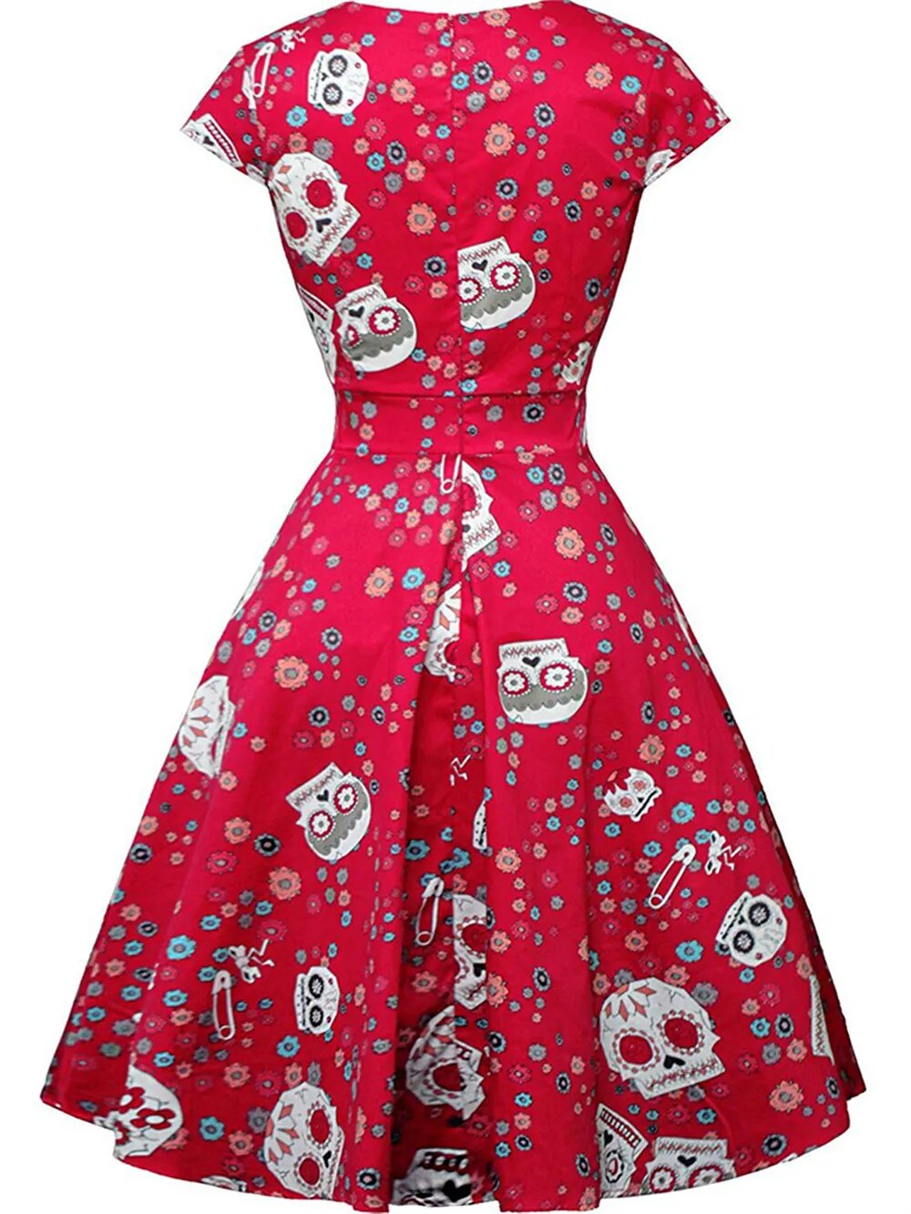 Hepburn Pin Up Rockabilly Vestidos Vintage Gothic Party Dresses Skull Print Swing 50s 60s Dress Women Emo Alt Halloween Clothes