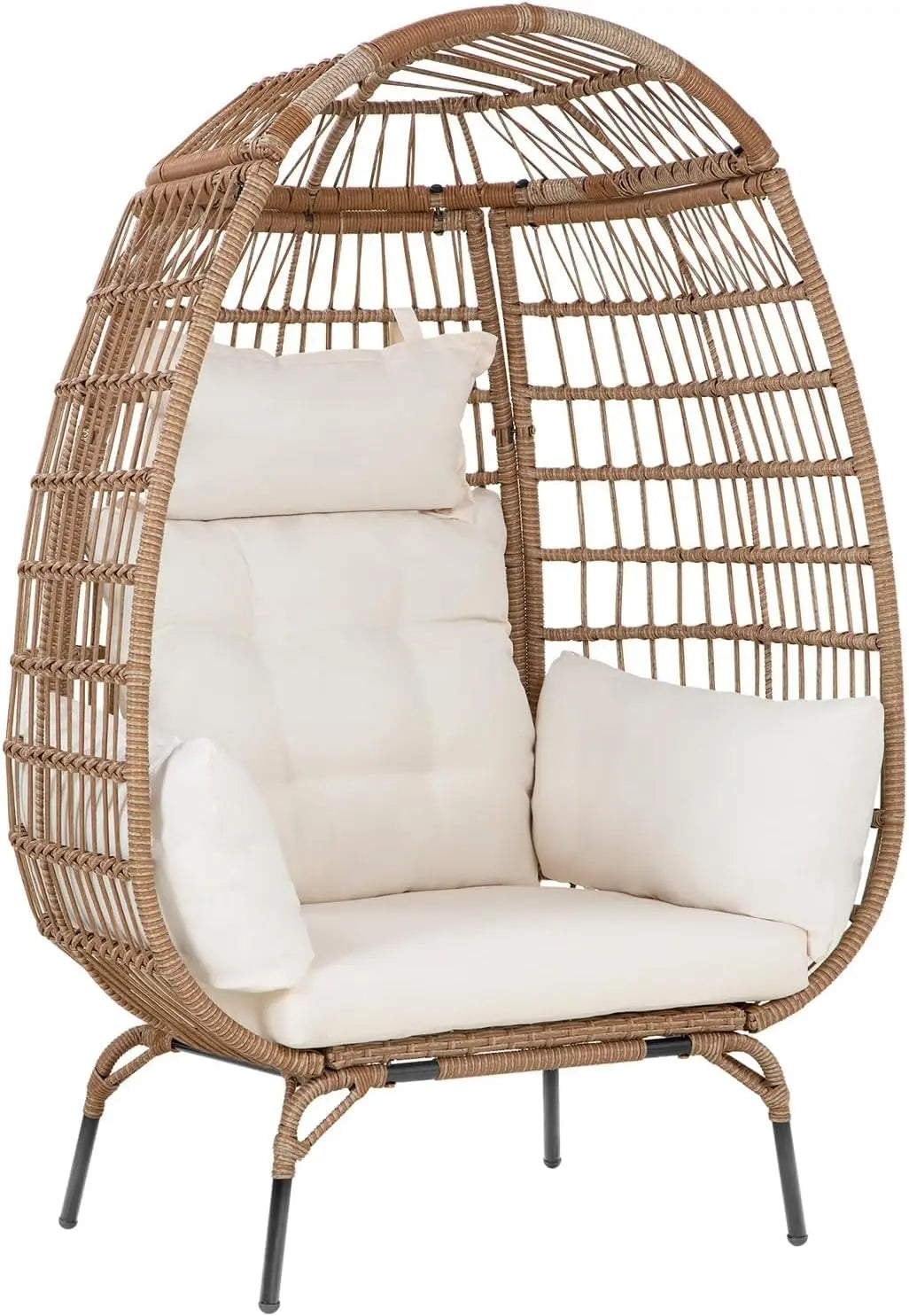 Large Egg Chair with Bracket, Room Decoration Aesthetic Reading Chair, Outdoor Leisure Chair Willow Egg Chair