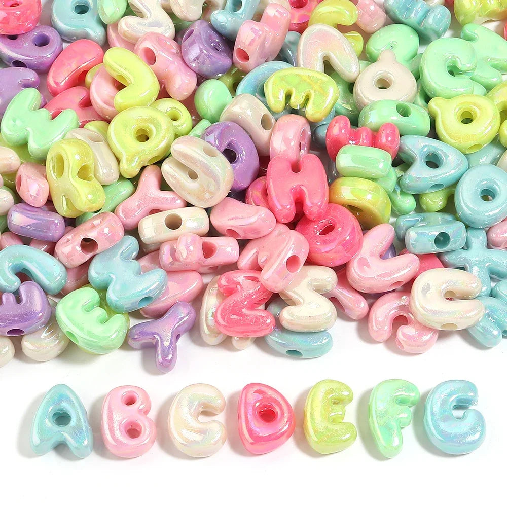 20-30pcs/lot Big Hole Cartoon English Letters Acrylic Beads Colored