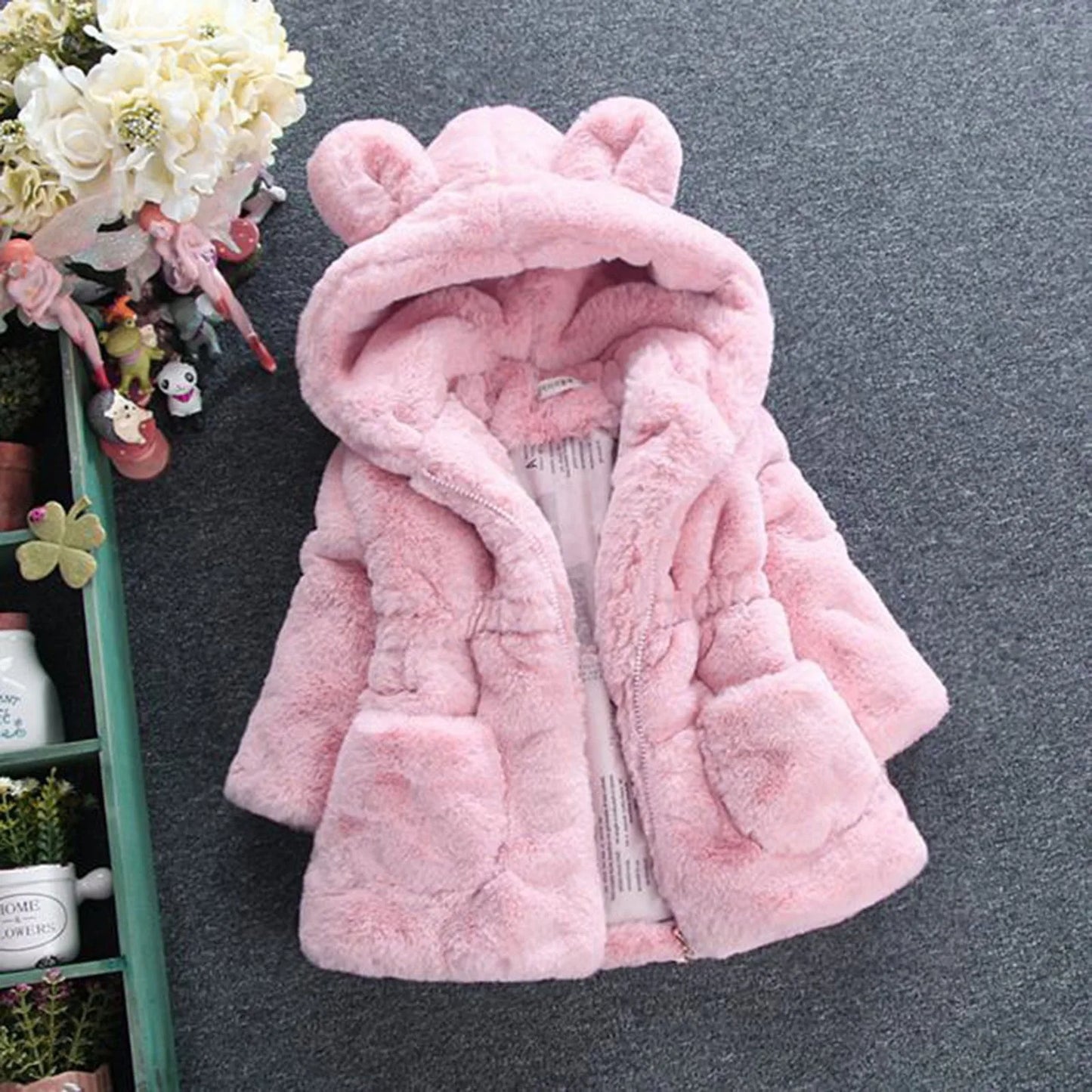 6t Girl Jacket Kids Girls Winter Warm Coats Jacket Clothes Outwear Overcoat Ear Hooded Faux Thicken Fleece Girl Winter Warm Coat