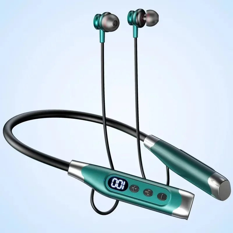 True Stereo Wireless Headphones Bluetooth Neckband Earphones Neckband Magnetic Earbuds LED Display Sports Headset Noise Cancel