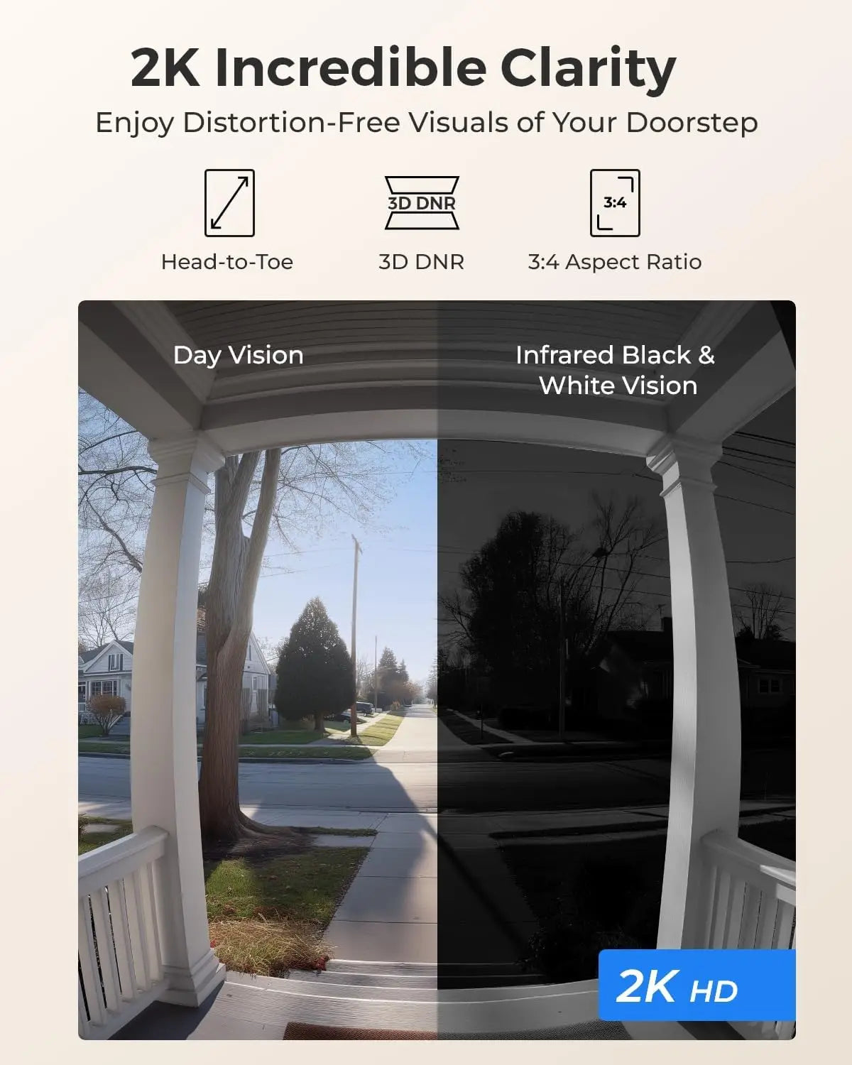 REOLINK 2K+ PoE Video Doorbell 2-Way Talk 4:3 Aspect Ratio Smart Home Video Intercom Wired Door Bell with Chime(EU&UK Optional)