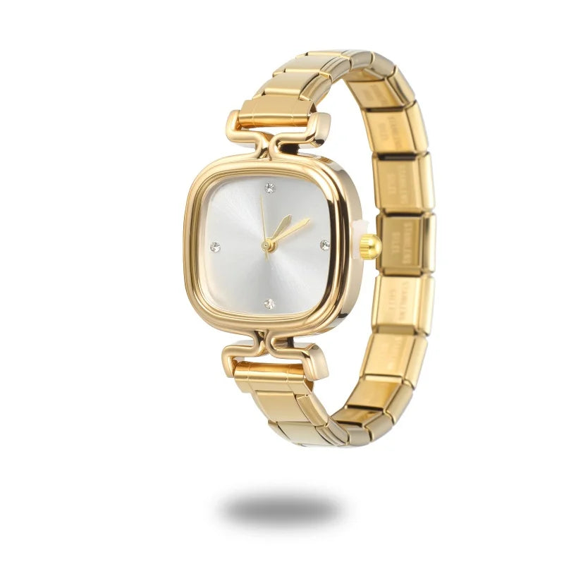 1PC 's Stainless Steel Round Simple Watch Bracelet Bangle for Friend