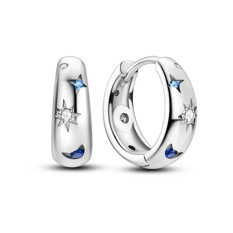 Romantic Heart Shapen Girl Earrings 925 Silver Rainbow Heart Hoop Earring Silver Jewelry Gift
