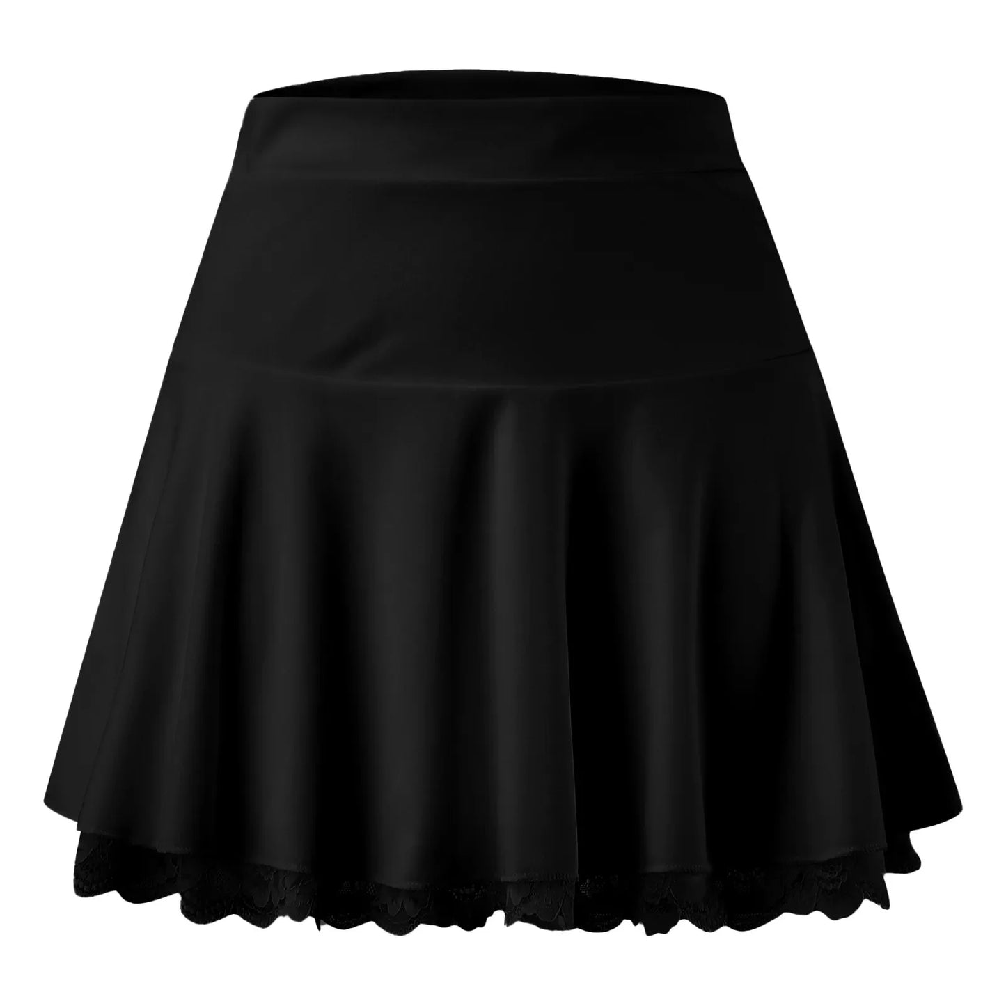 Lace Bottom Patchwork Double Layer Short Skirt For Women Slim High Waist Black Skirt Fladas Sport Workout White Pleated Skirt