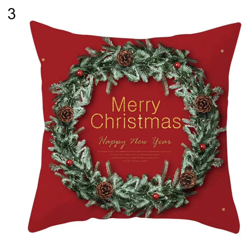 Useful Christmas Pillow Cover Smooth Christmas Pillowcase Breathable Christmas Sofa Chairs Pillow Cover  Skin-friendly