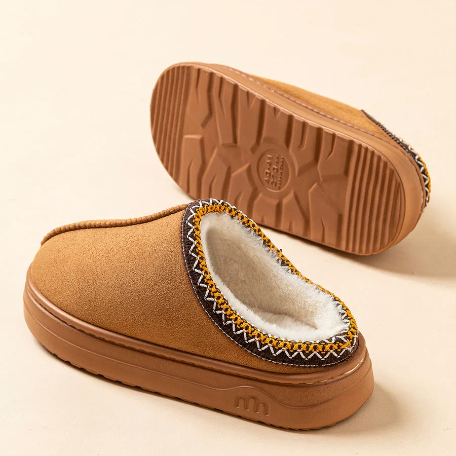 Women's Slippers Boots Fashion, Fuzzy Fur Anti-slip Soft Sole.