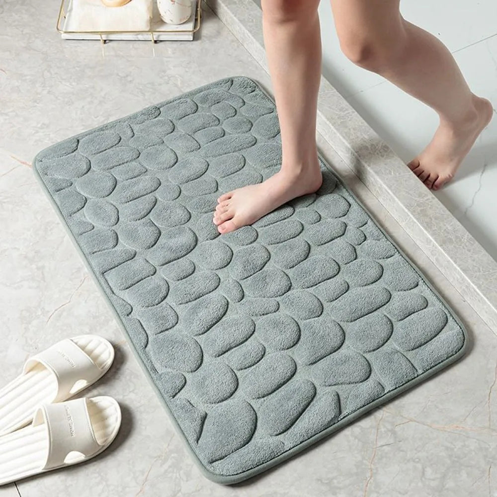 Cobblestone Embossed Bath Mat Non-slip Carpets Water Absorption Washable Bathtub Floor Rug Shower Doormat Bathroom Decor