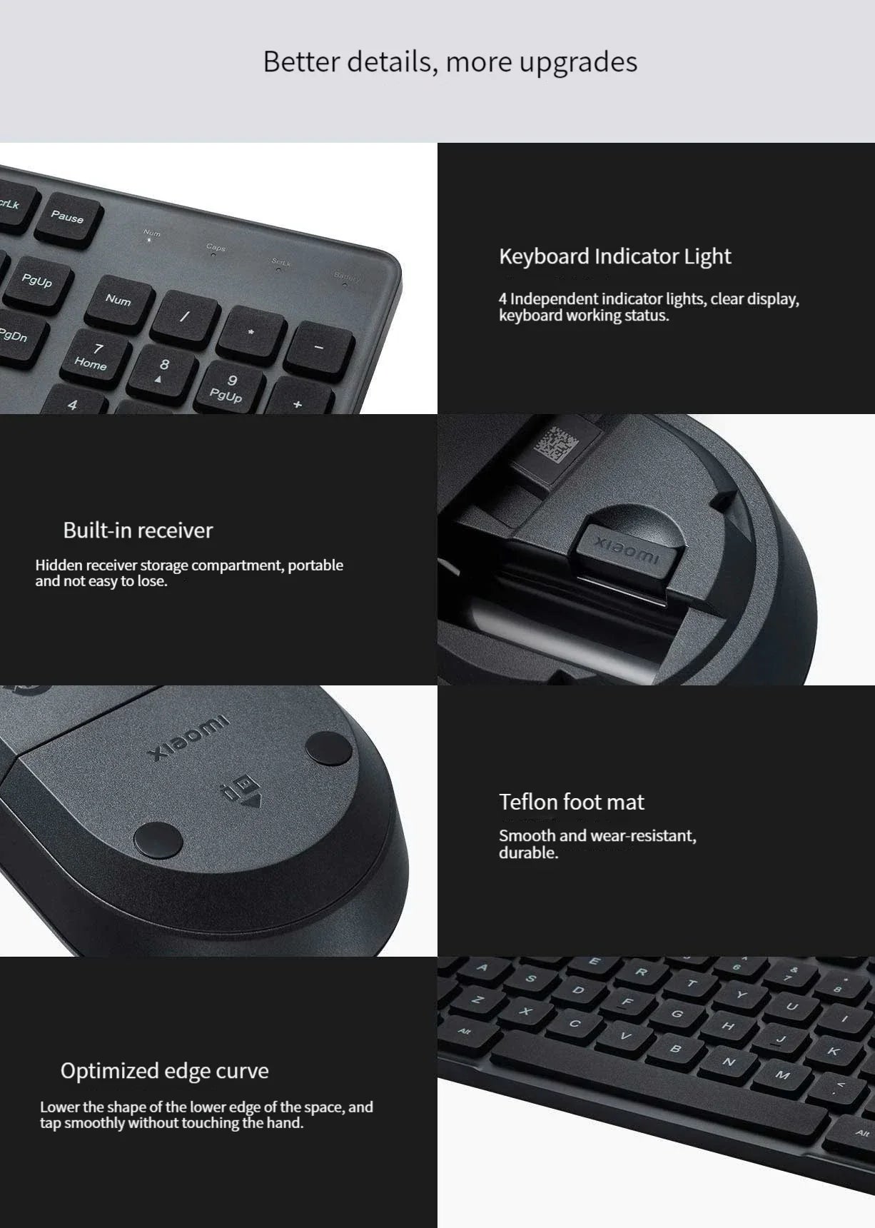 Original Xiaomi Wireless Keyboard & Mouse Set 2 104 keys Keyboard 2.4 GHz USB Receiver Mouse for PC Windows 10