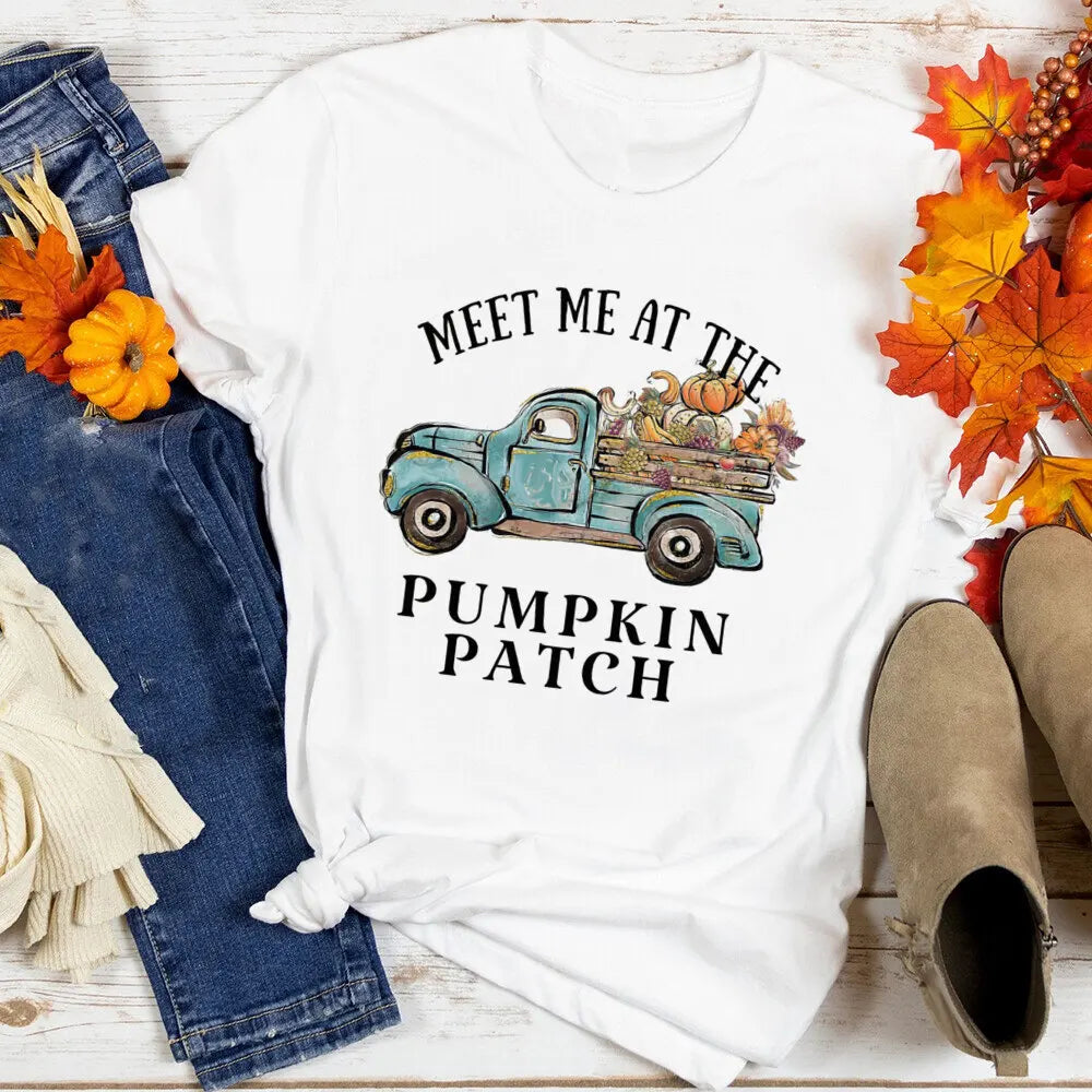 Just A Girl Who Loves Fall Shirt Thanksgiving Graphic Tee Clothes Fashion Pumpkin Spice Print T Shirt Tops Holiday Female Outfit