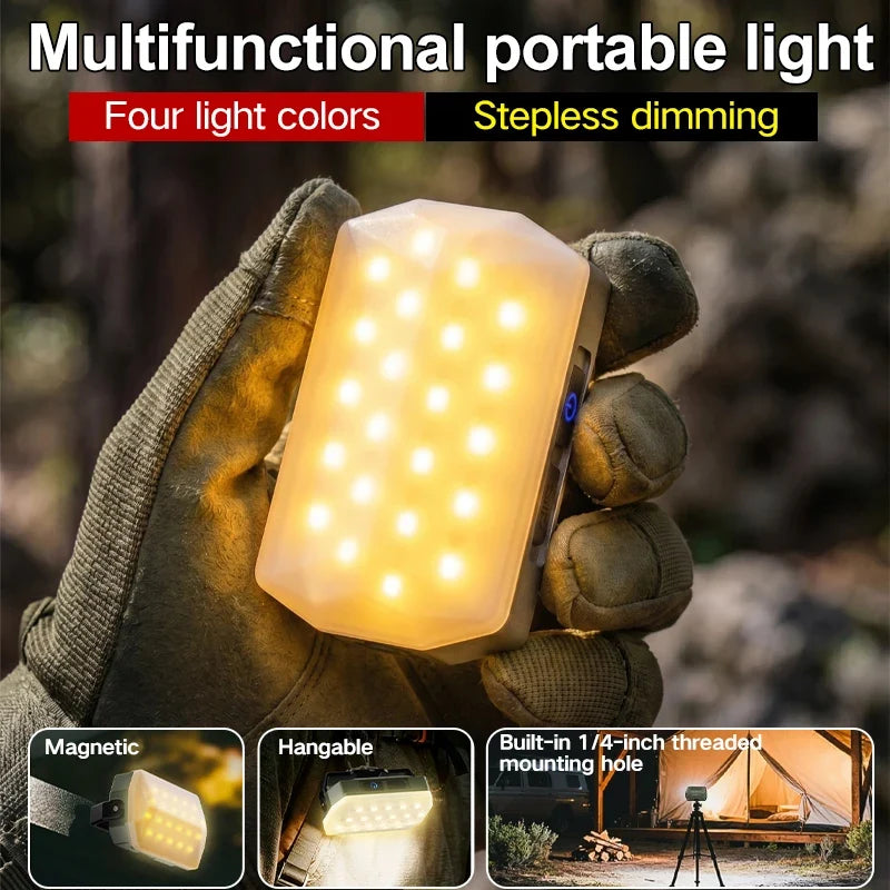 Portable Outdoor Camping Lights, Rechargeable Work & Atmosphere Hanging Lights, Long-Range LED Tent Lighting