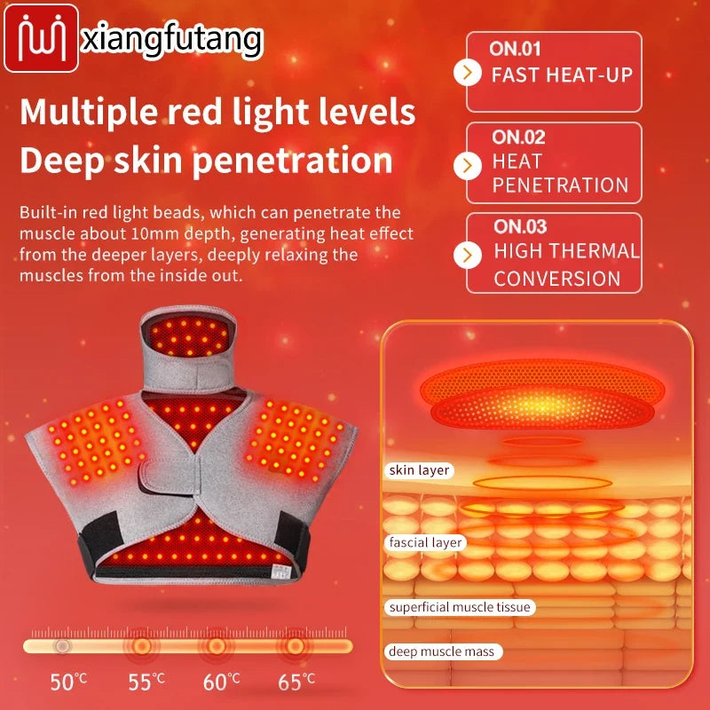 Red Light Shoulder Back Support Heated Massage Vest Winter Warmth Relieves Muscle Relaxation Relief Pain Shoulder Care