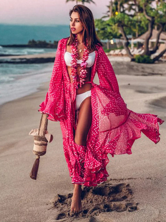 2024 Women Swimsuit Cover Up Sleeve Kaftan Beach Tunic Dress Robe De Plage Solid White Cotton Pareo  High Collar Beachwear