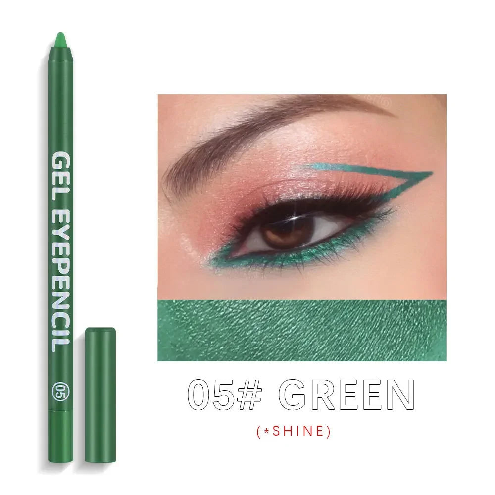 12 Colors Shine Pearlescent Eyeliner Pencil Waterproof Eyeliner Gel Pen