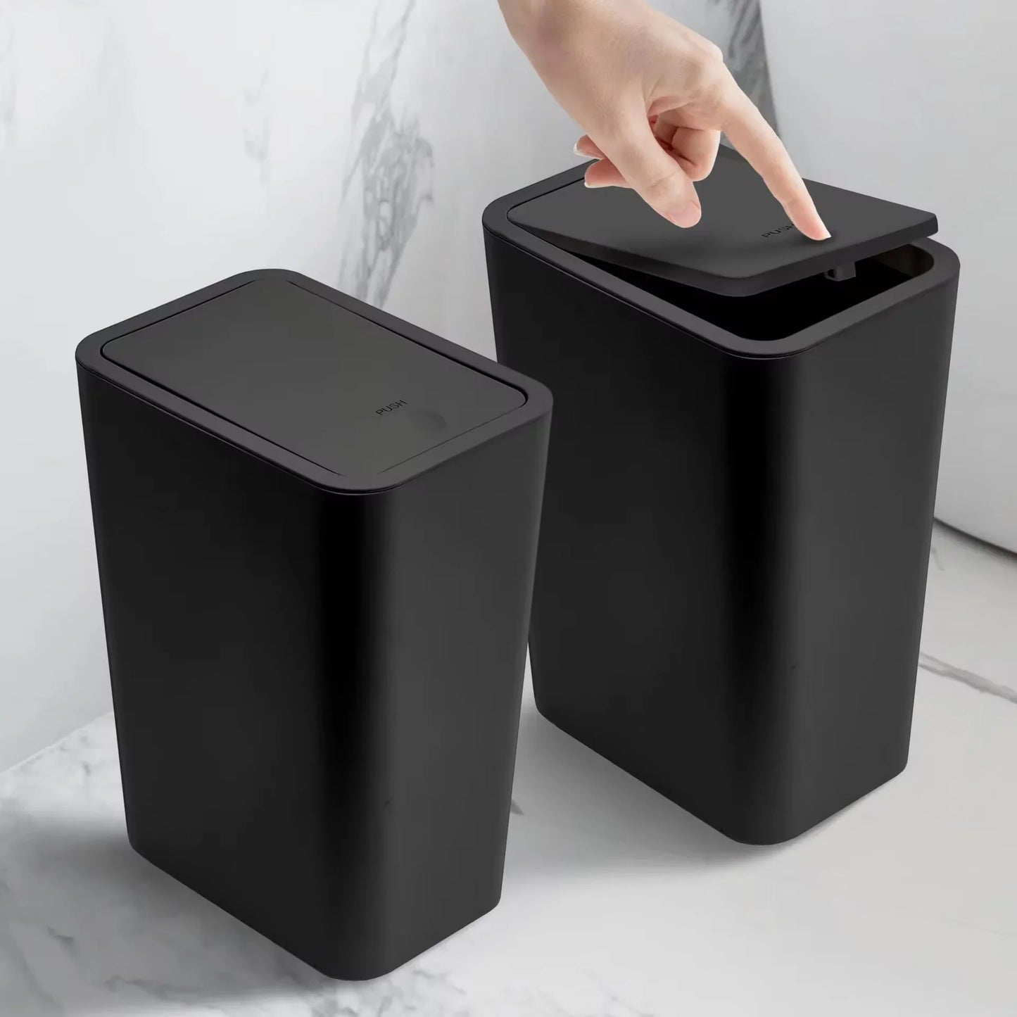 Bathroom Trash Can-10L Small Garbage Can with Press Top Lid for Toilet, Bedroom, Living Room.