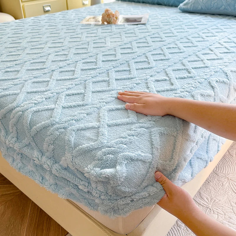1pc Winter Warm Bed Sheet with Elastic Band Single/Queen/King Mattress Cover.