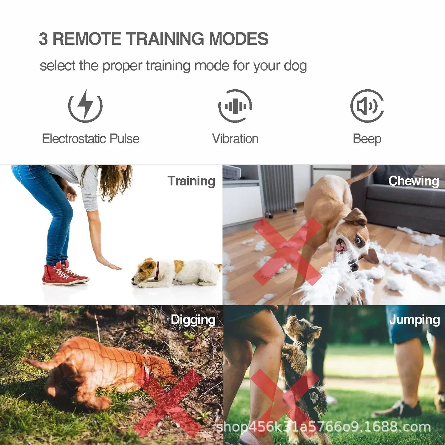Anti Bark Dog Collar, Remote Control Electric Dog Training Device Automatic Bark Stopper Collar Beep IP67 Waterproof for All Dog
