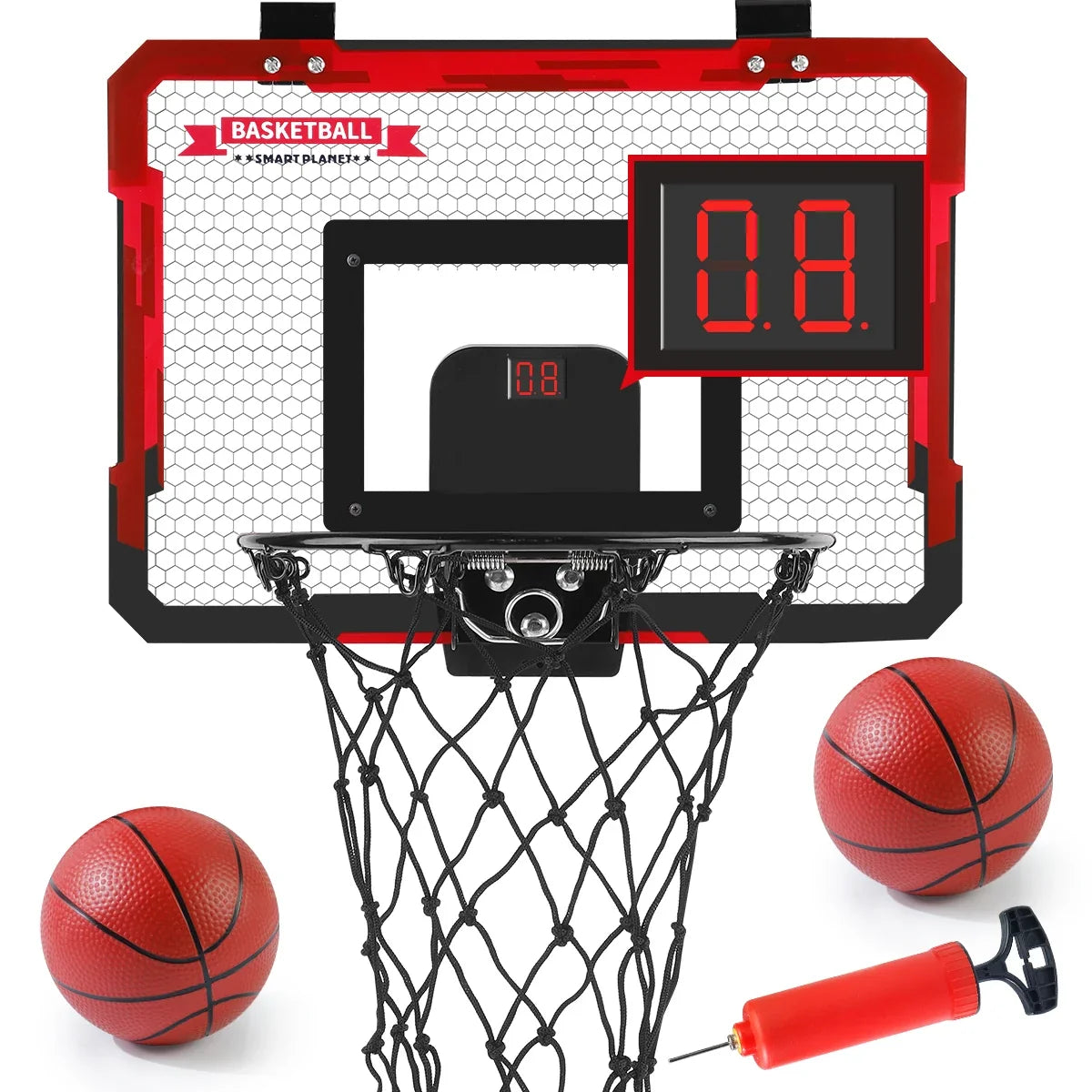 MQUDUO Door Mounted Mini Basketball Hoop Set with 3 Balls, Padded Backboard and Foldable Rim for Dorm Room Basketball Challenge