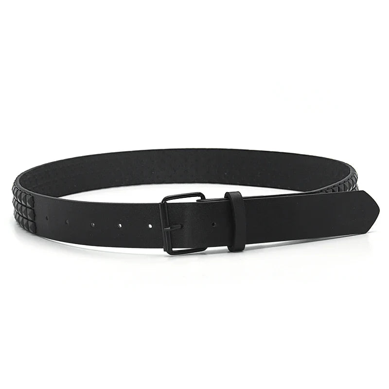 High Quality Rivet Belt Men&Women's Studded Fashion Versatile Belts Punk Rock With Pin Buckle Drop Decoration Black Hot Sale