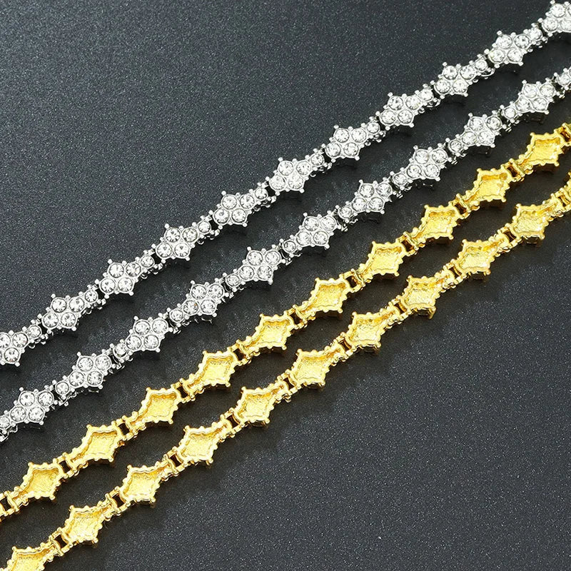 Round Stone Star Cubic Zirconia Bracelet Hip-Hop Jewelry For Men Shiny Elegant Fashion Accessory Classic  Gift For Birthday