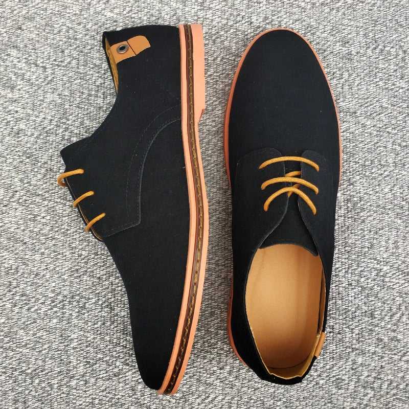 2024 Spring Suede Leather Men Shoes, Oxford Casual Shoes Classic Sneakers Comfortable Footwear.