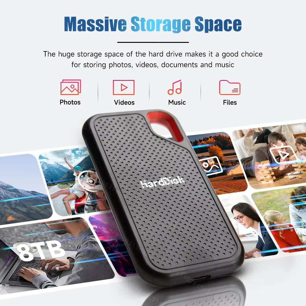 Original Hard Drive External Hard Disk 2TB Portable SSD USB-C Fast Storage Disk for Laptop Mac PC Phone Photo File Backup