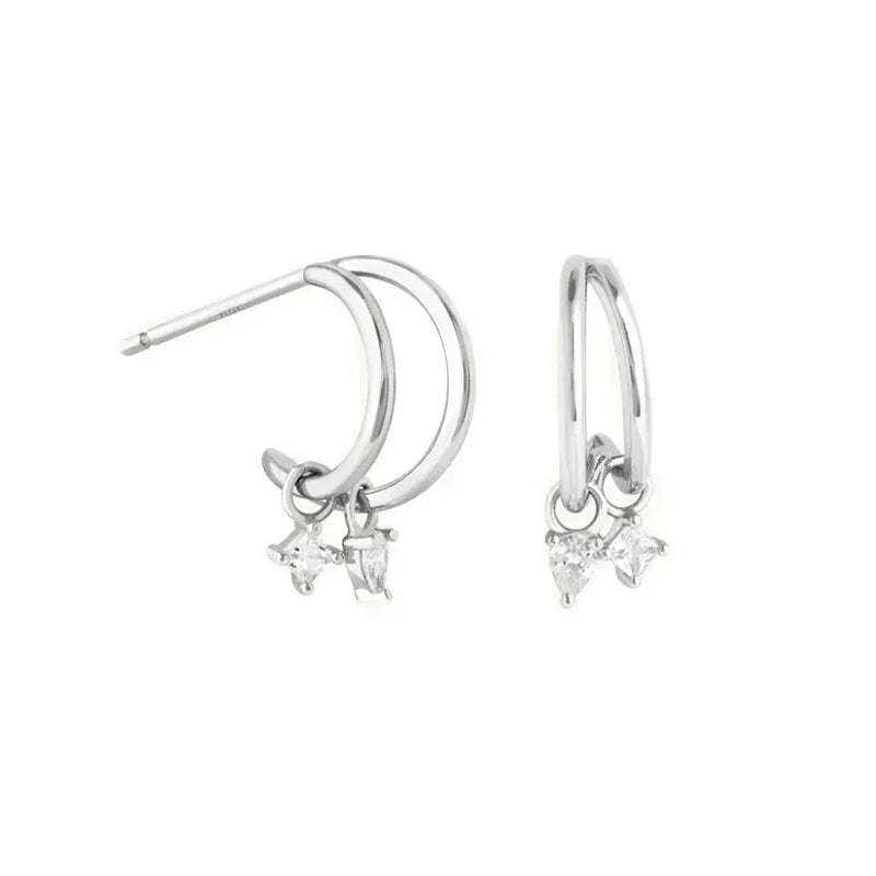 Cartilage 925 Silver Earrings Fashion C-shaped Zircon ear studs European American Geometric Piercing Earrings For Women Jewelry