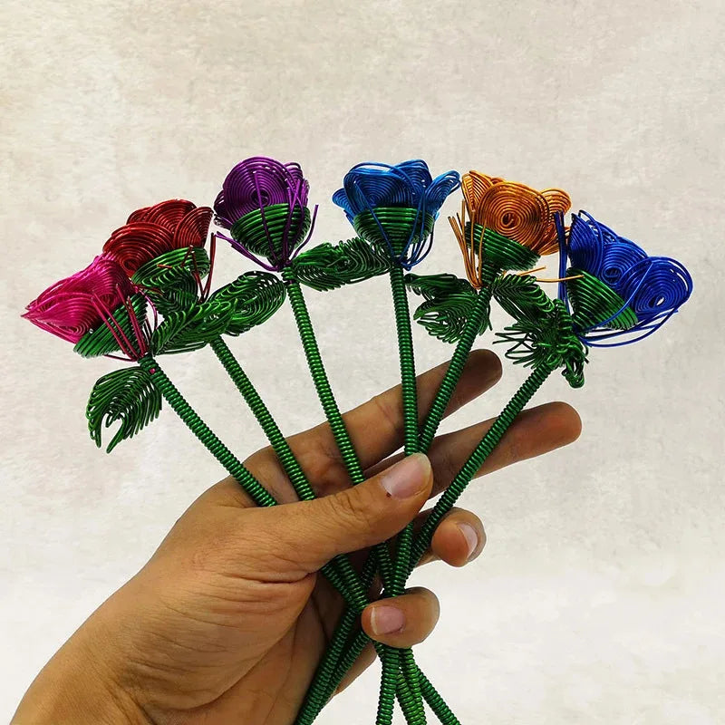 Aluminum Wire Eternal Rose Decoration (1 Piece) - Creative Eternal Love Artificial Flower DIY For Valentine's Day Wedding