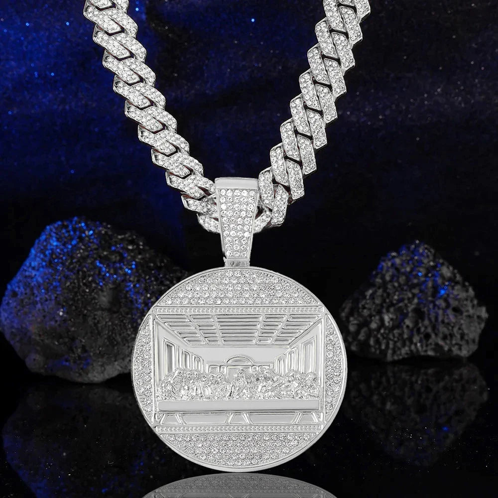 New Last Supper Pendant Chain Necklace, With 14mm Iced Out Fashion Hip Hop Men Charm Pendant.