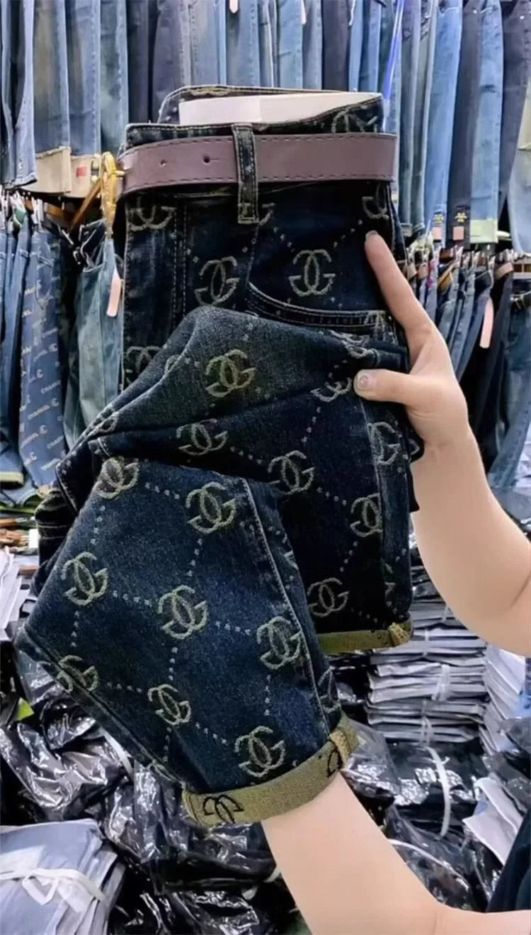 Women's Jeans For Autumn And Winter, High Waist, Loose Fit, Slim Fit, Shopping And Leisure, High-end Brand Pants, 2024 New Item