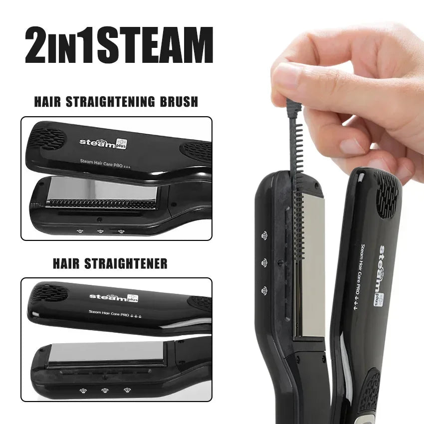 High quality   Wide Plate Steam Hair Straightener Temperature Controlled Perm Negative Ions Do Not Hurt Hair Ceramic Plate Strai