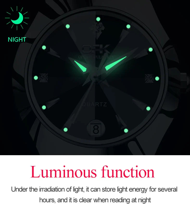 OPK 8105 Women's Watches Luxury  Original Wristwatch for Girl Waterproof Luminous Ladies Watch Fashionable Zircon Scale Date