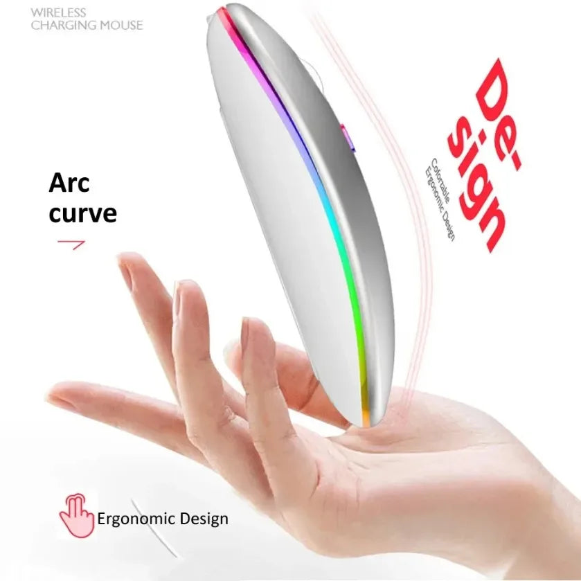 Rechargeable Silent Wireless Mouse LED Backlit Mice PC Laptop Computer Mous 2.4Ghz Receiver Bluetooth Dual Mode Optical Mice