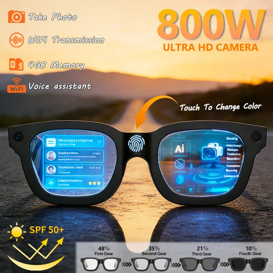 2026 Smart Glasses, HD Photo Video Open AI Record, Translation, Touch Photochromic Lenses, Bluetooth Call ,Music Multifunction Glasses.
