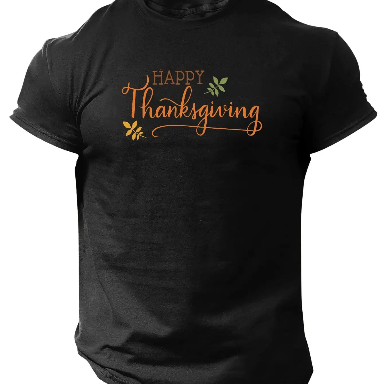 Happ Thanksgiving T-Shirt Black Festive Fall Autumn Leaf Design Comfortable Holiday Tee Perfect for Celebrating Thanksgiving Day
