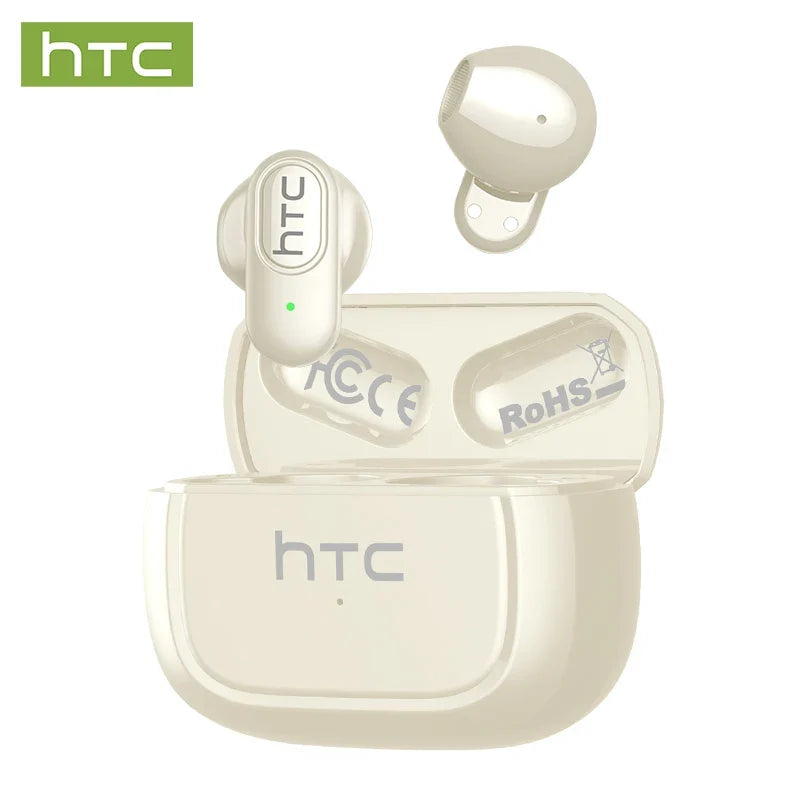HTC NE51 Bluetooth Earphones TWS Mini EarBuds Sports Wireless Headphones Smart Noise Reduction Earbuds Green Black