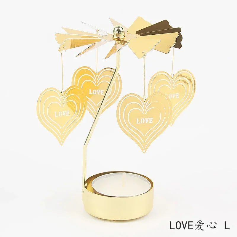 Multi-shape Rotating Candlesticks Snowflake Angel Romantic Tea Party Candle Holder Wedding Christmas Metal Home Decor