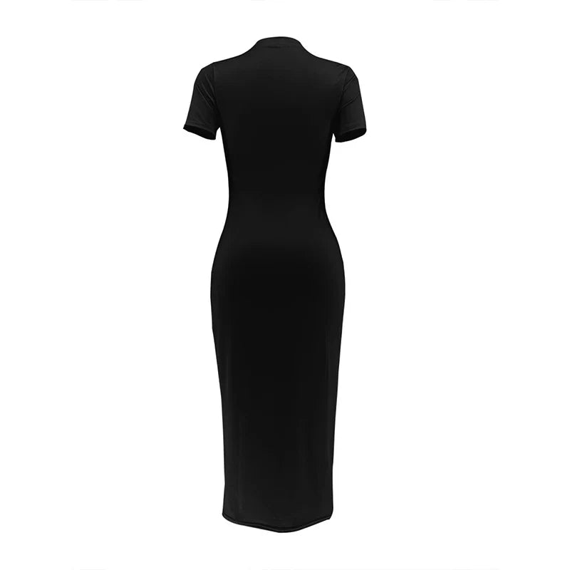Women Sexy Long T-shirt  Short Sleeved Summer Plus Size Black Dress.