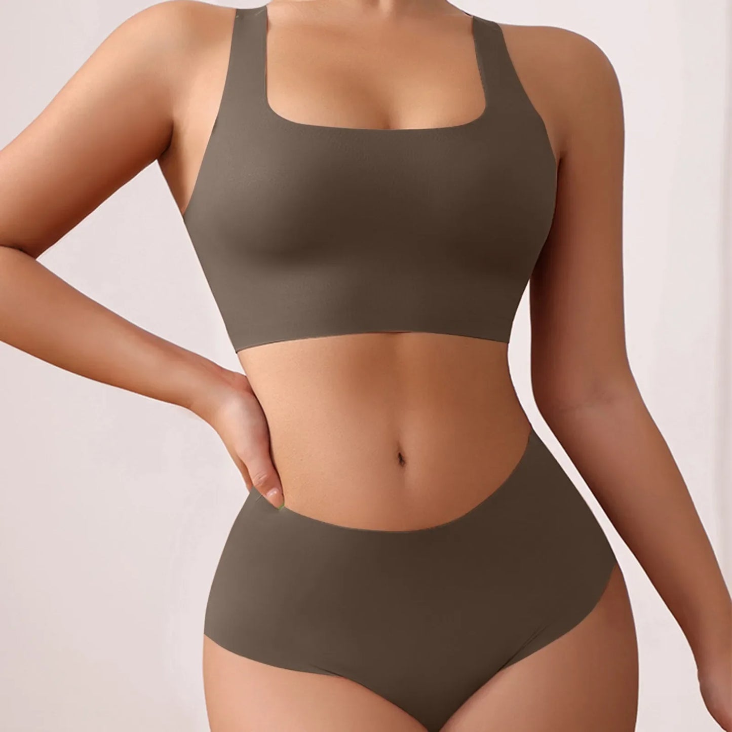 Vest Style Women's Underwear Set Large Size Sports No Underwire Upper Bracket Gathering Removable Pad Women's Medium Briefs Men