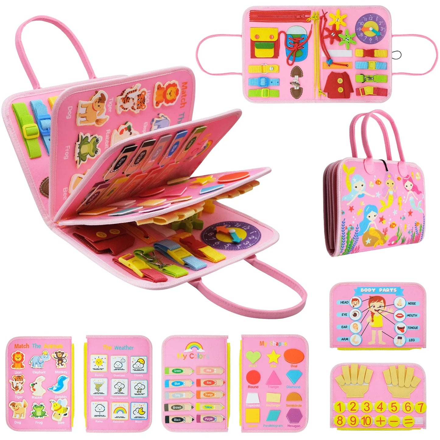 Montessori Sensory Toys Busy Board for Toddlers Promoting Motor Educational Activity Life Skills Learning for Kids With Autism