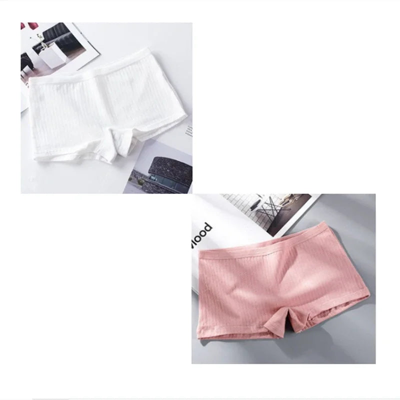 2Pcs Women Solid Cotton Boyshorts Female Soft Big Size Underwear Safety Pants Ladies Briefs Lingerie