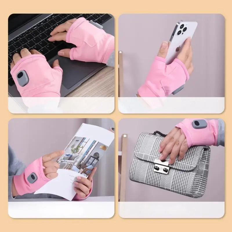 Electric USB Rechargeable Heated Gloves Fingerless Winter Hand Warmer Unisex Smart Touchscreen Fast Heating Gloves