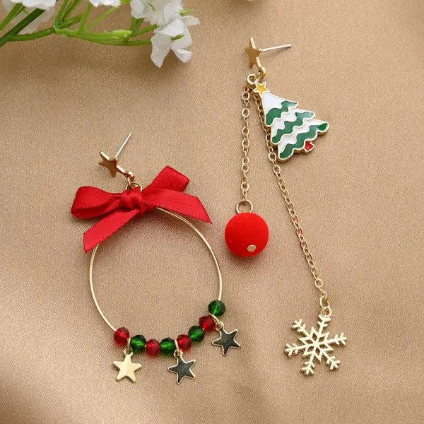 2023 New Zircon Christmas Tree Earrings for Women Shiny Rhinestone Star Pearl Stud Earring New Year Xmas Festival Ear Jewelry